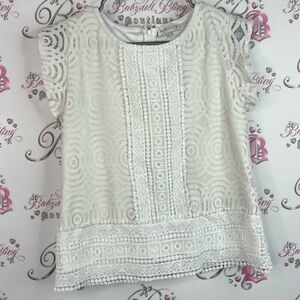 APRICOT blouse crochet knit pattern floral lace flowers White Lace Blouse